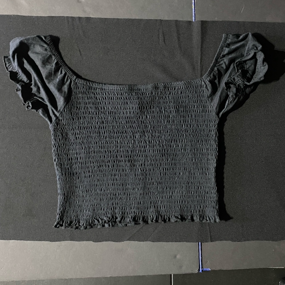 Me to We Elegant Black Smocked Blouse